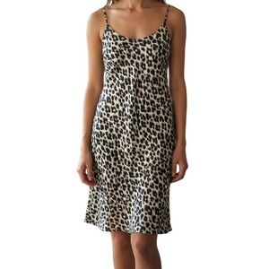 Anatomie Silk Slip Dress Leopard Print Lightweight Packable Size Large